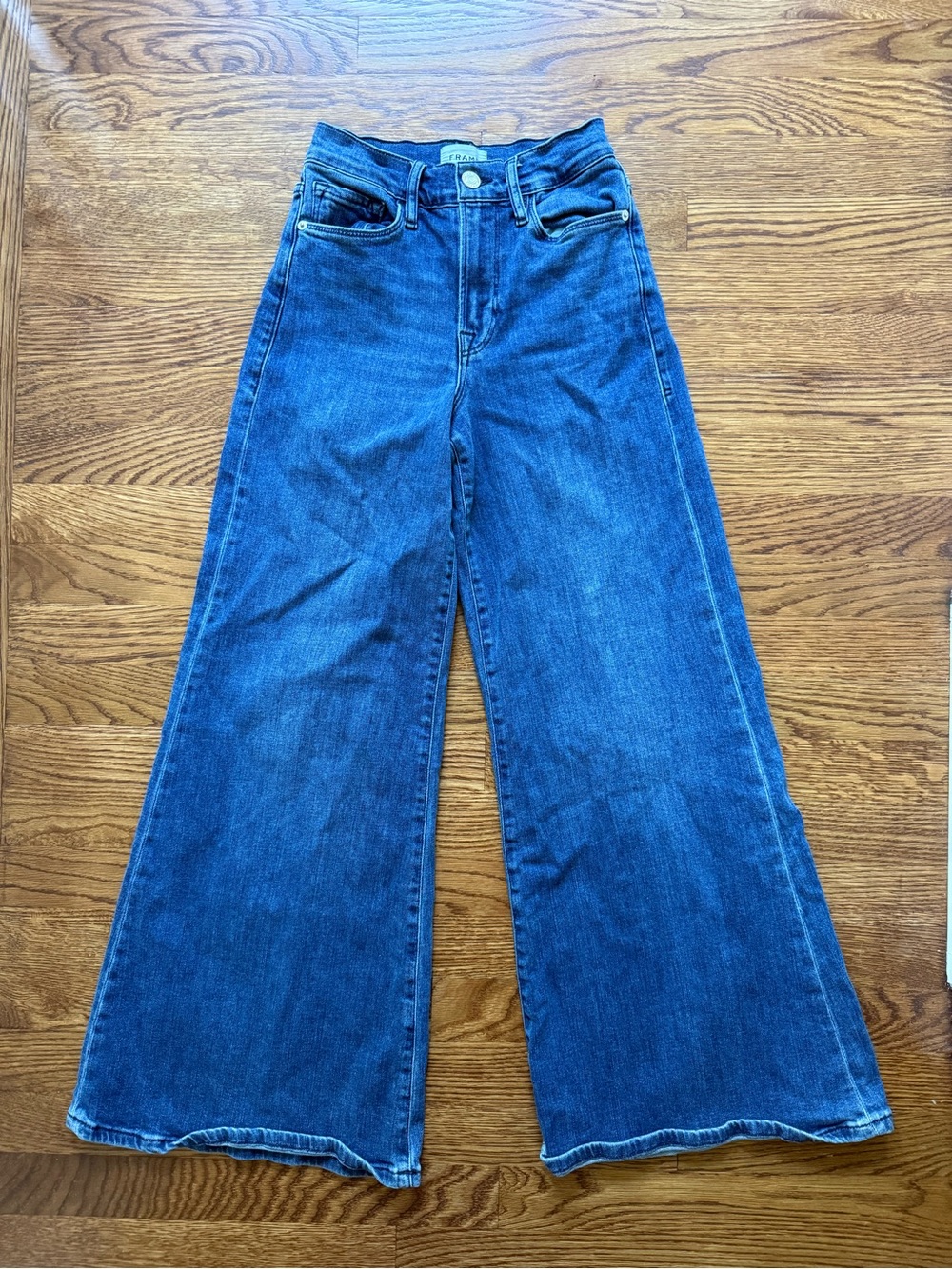 FRAME Denim blue Jeans Palazzo Crop Wide Leg Stretch Comfy Casual Retro Boho 25